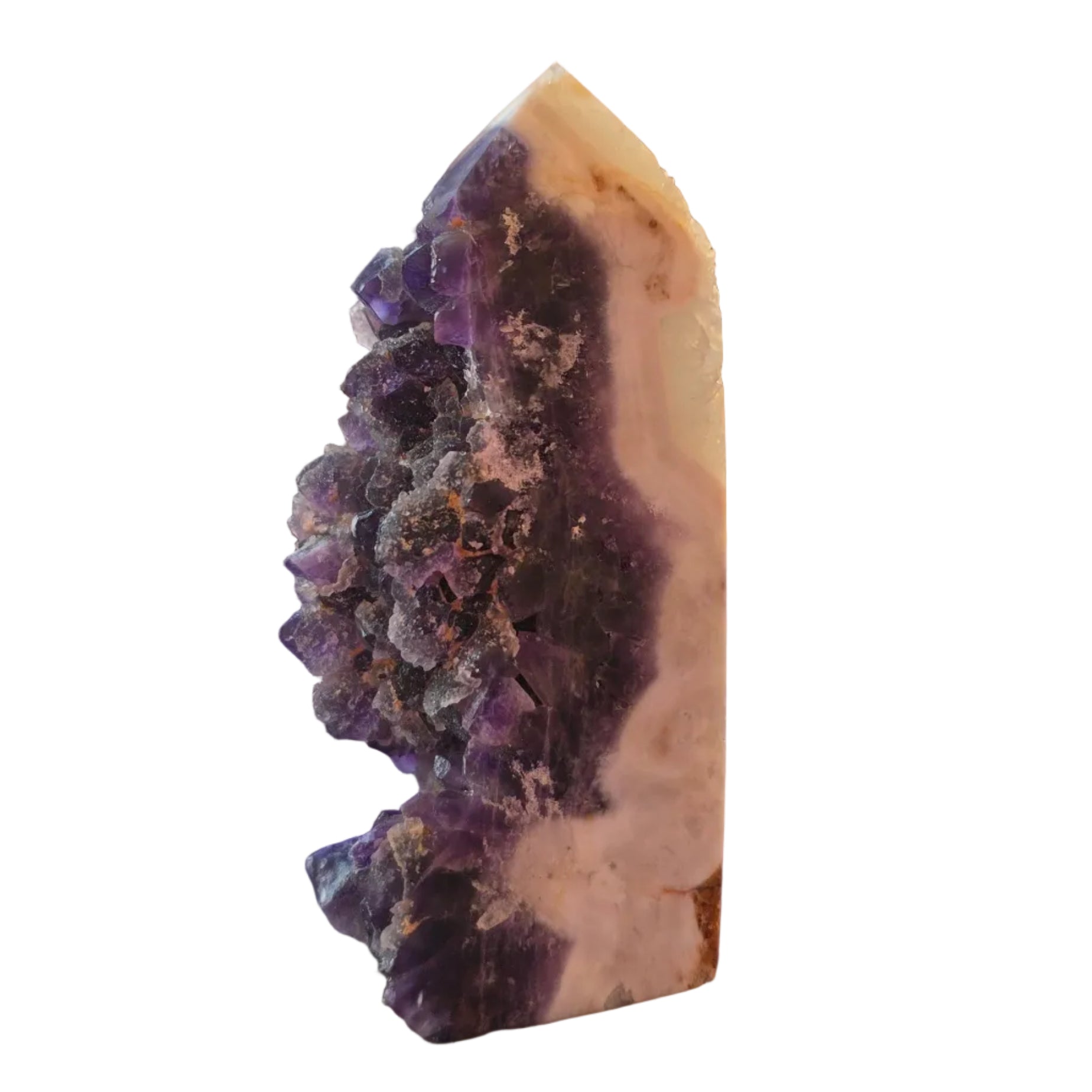 Amethyst Freeform with Quartz Druzy Back