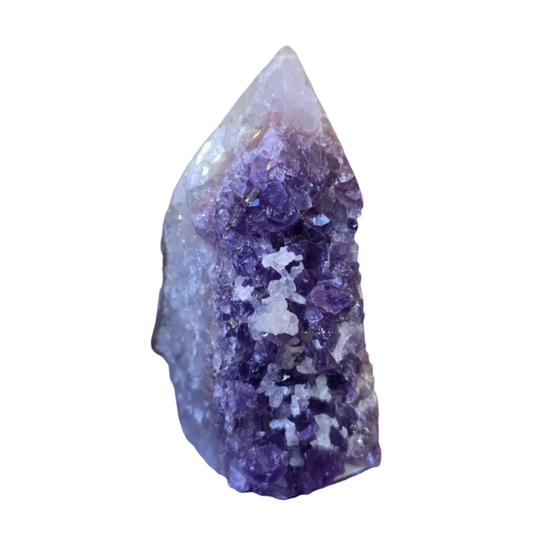Amethyst Top Polished Point with Calcite
