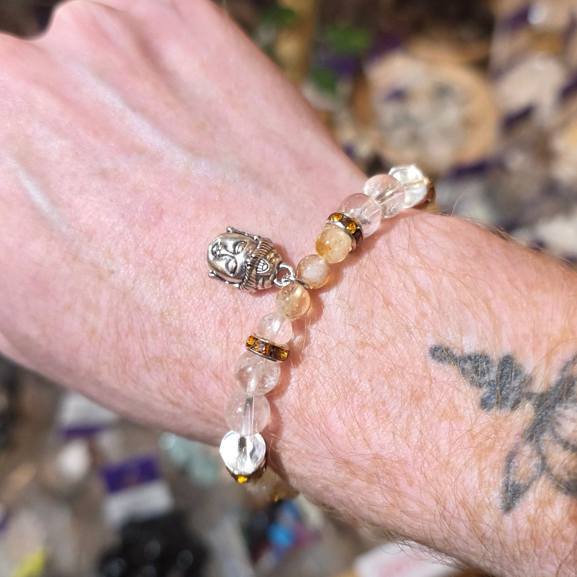Citrine & Quartz Buddha Bracelet