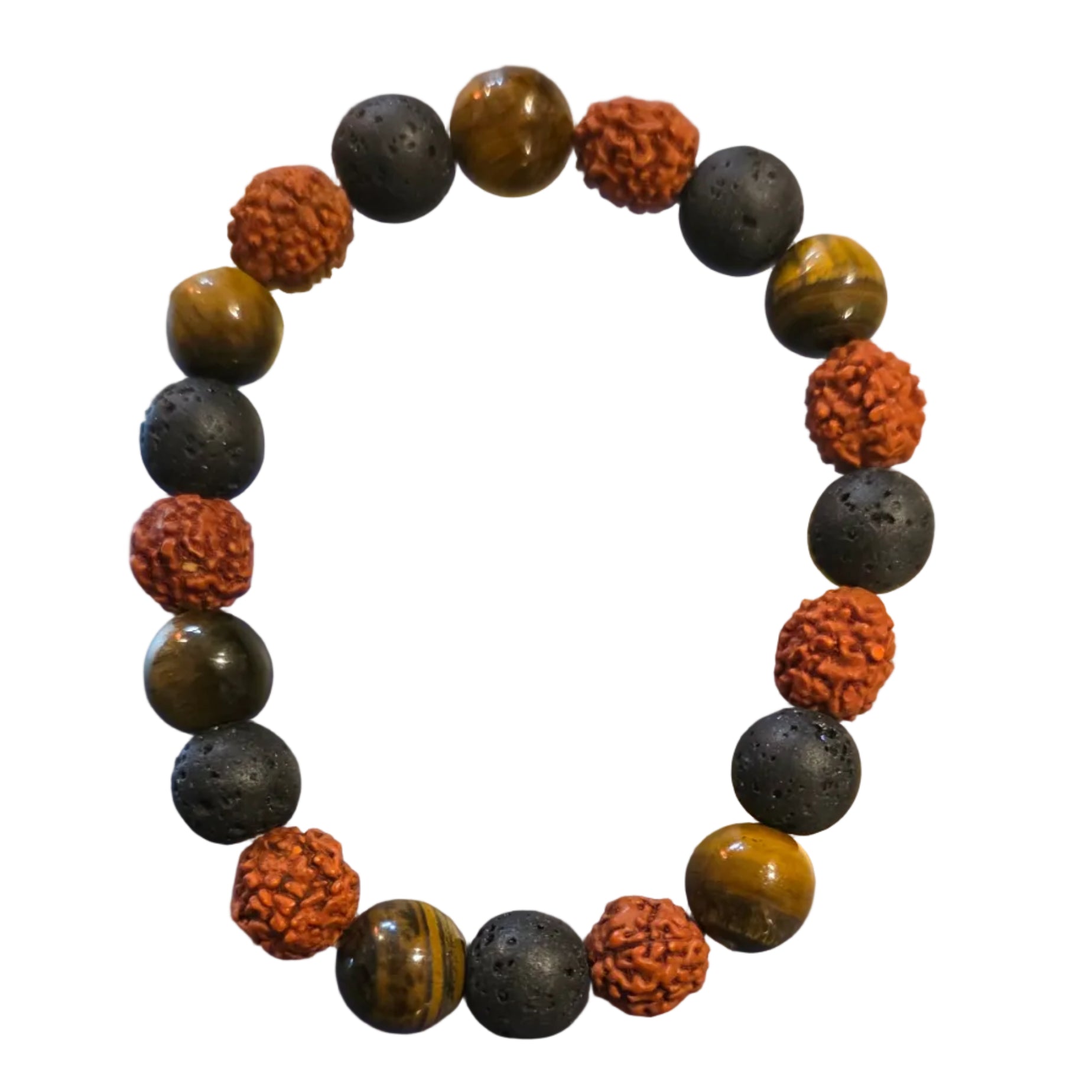 Tiger's eye, Rudraksha seed & Lava Stone Bracelet