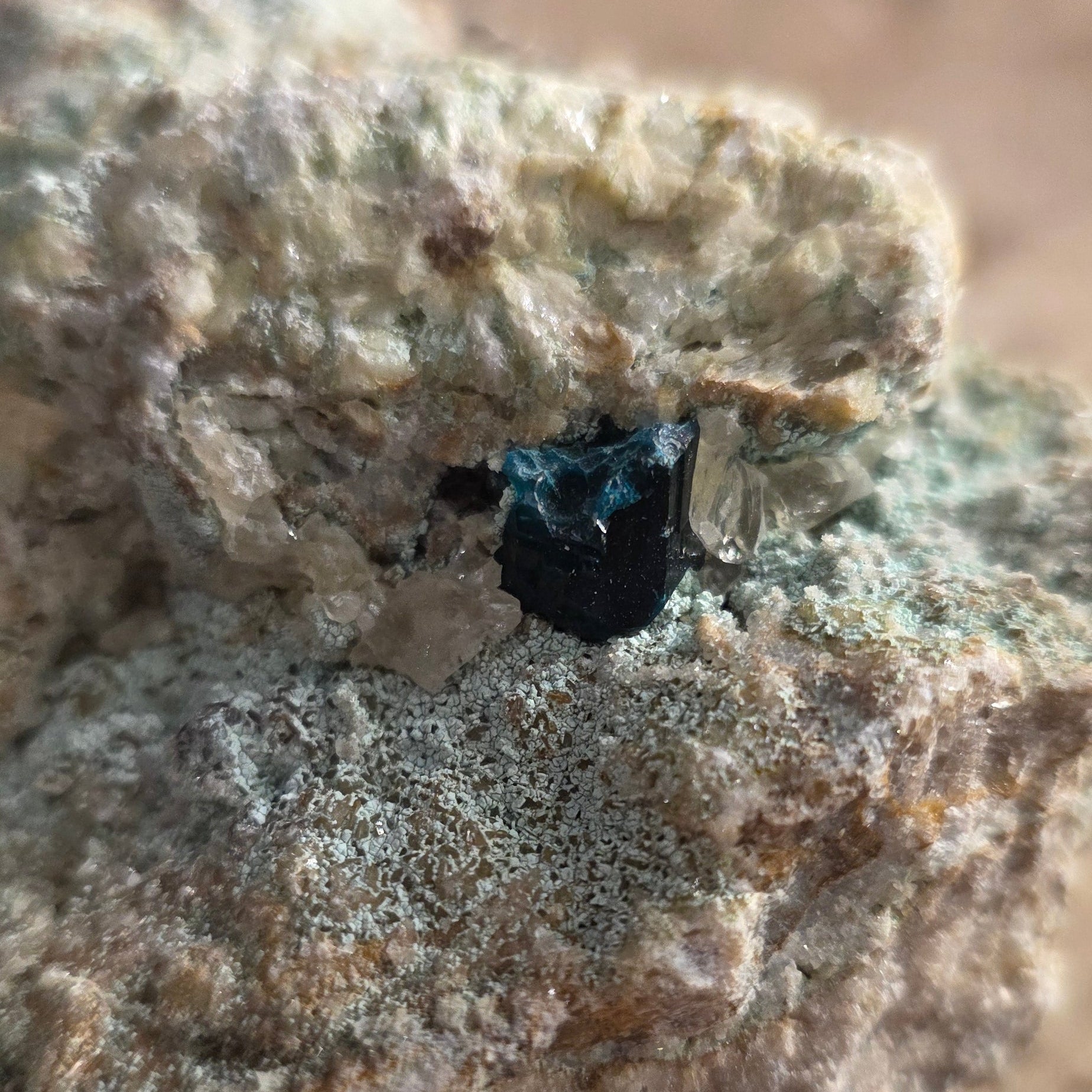 Dioptase on Smokey Quartz