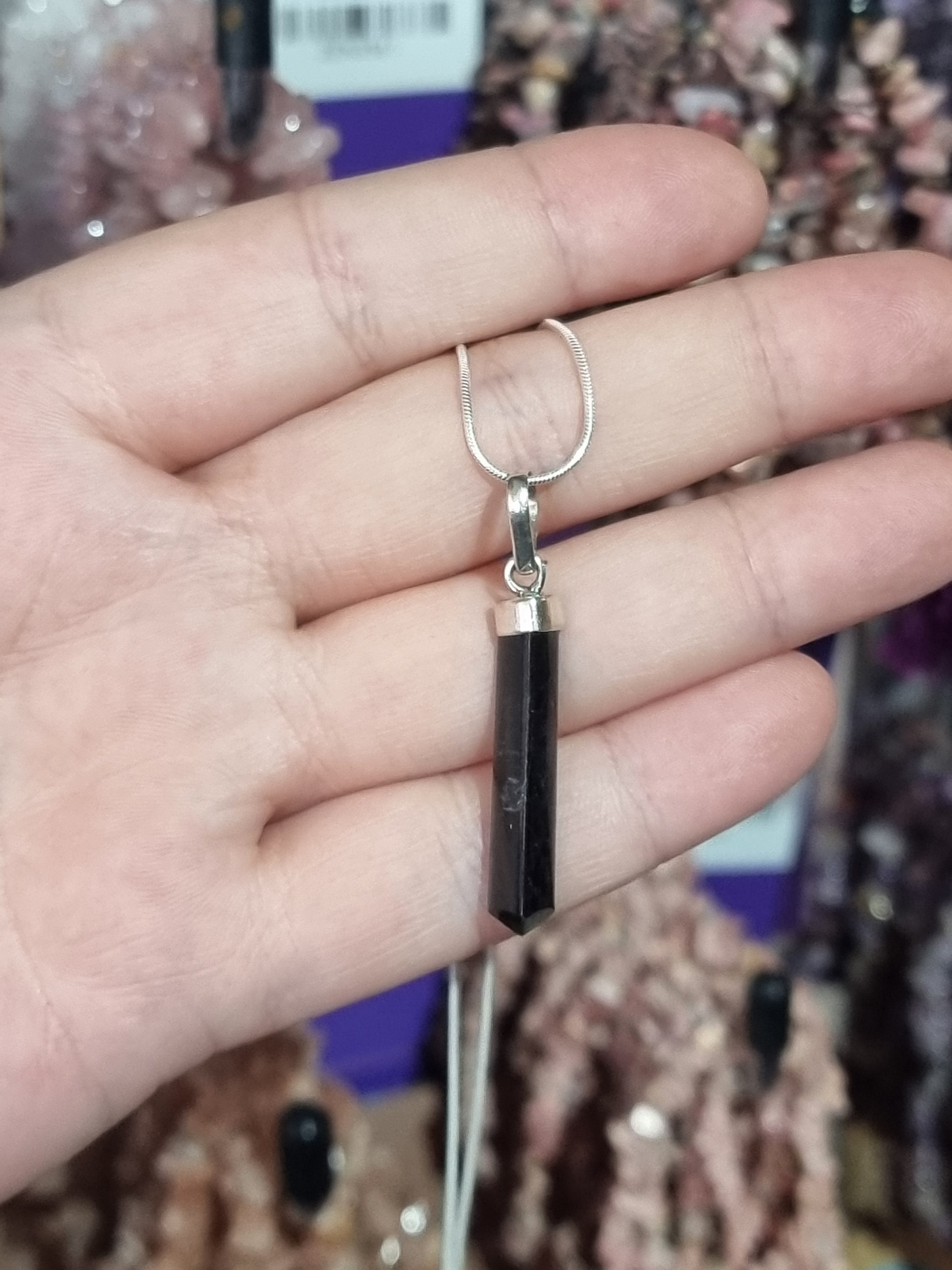 Tourmaline Point Silver Necklace