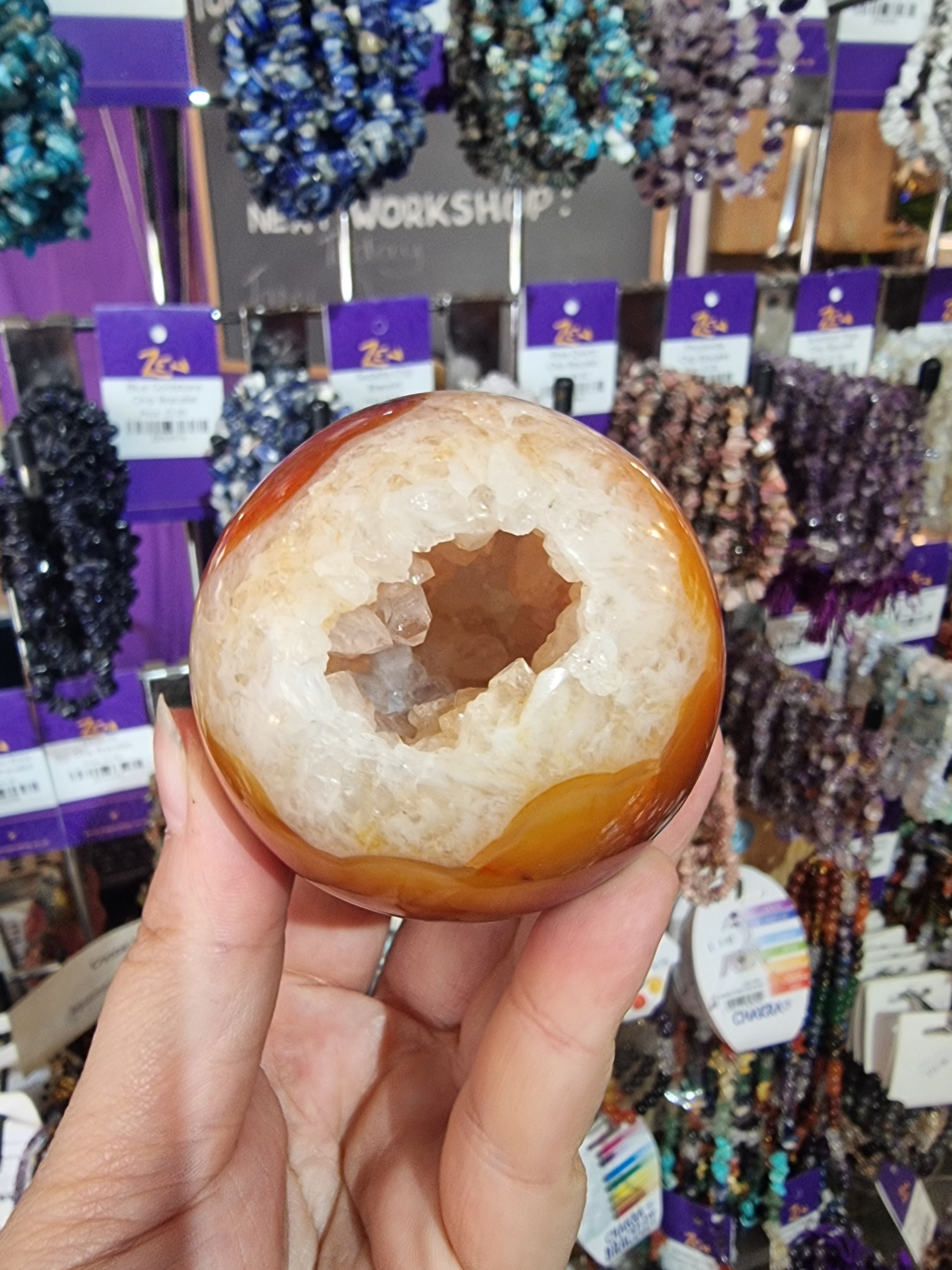 Carnelian Geode Sphere