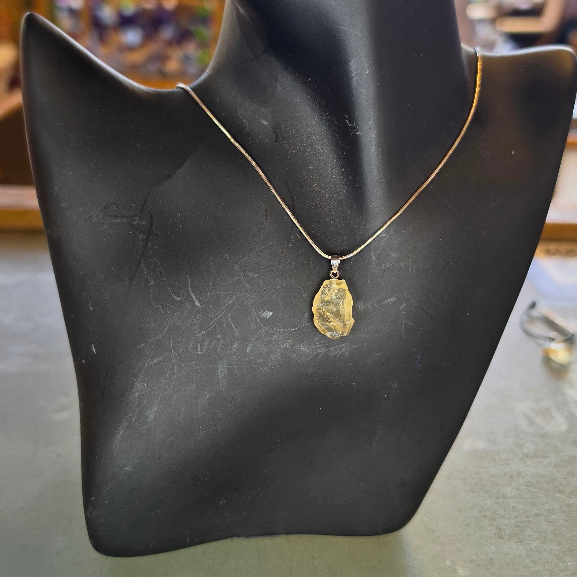 Silver Libyan Golden (Tektite) Pendants