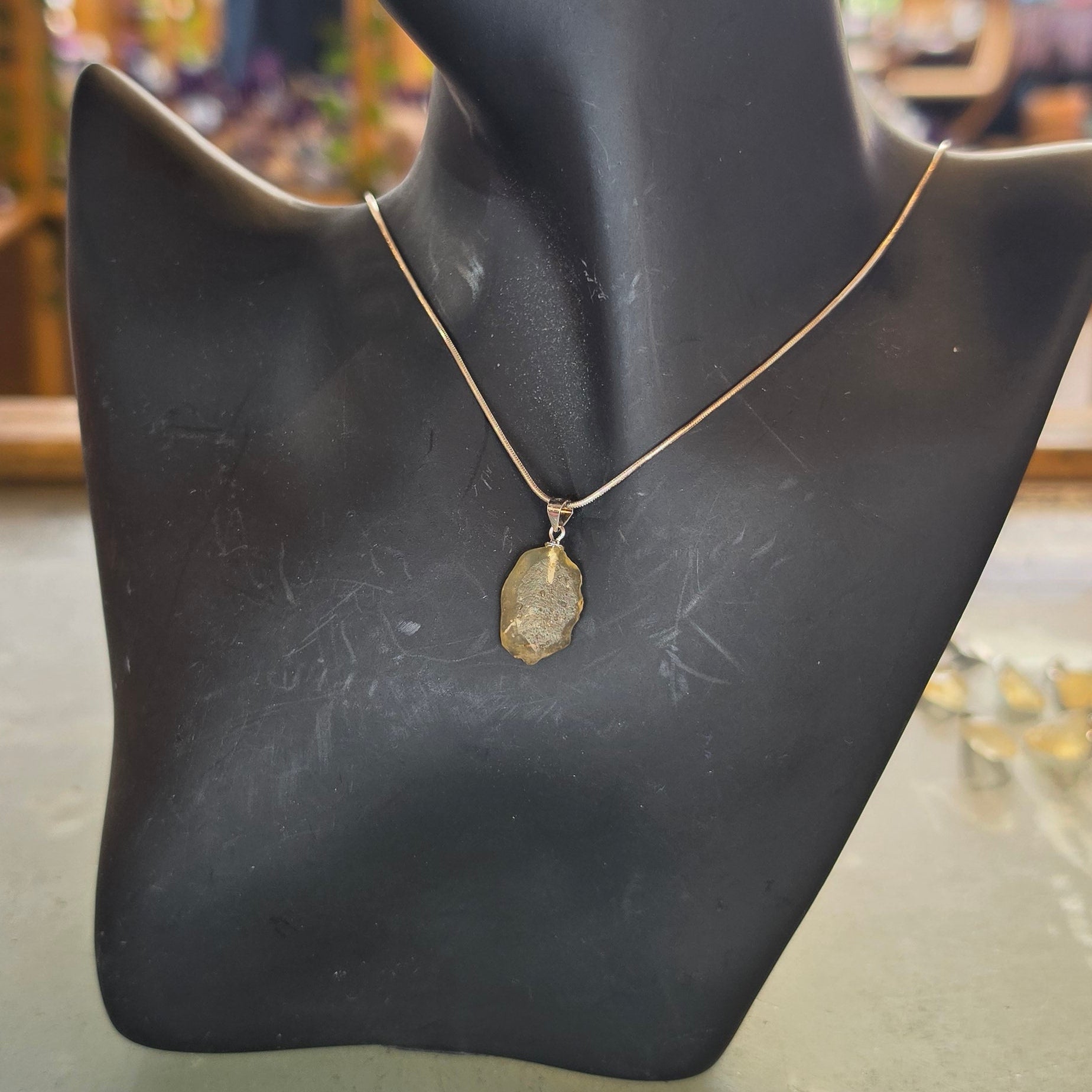 Silver Libyan Golden (Tektite) Pendants
