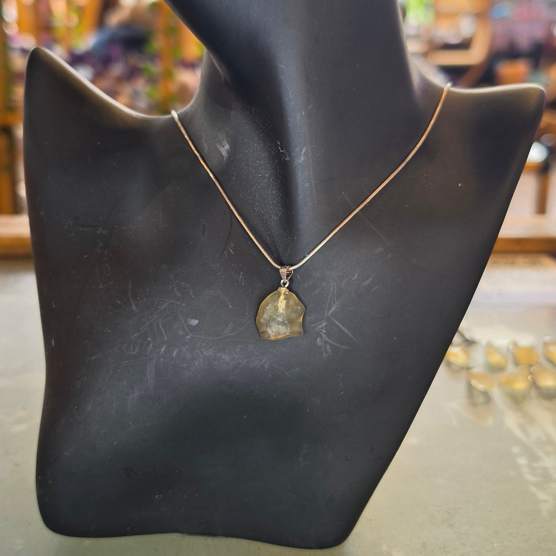 Silver Libyan Golden (Tektite) Pendants