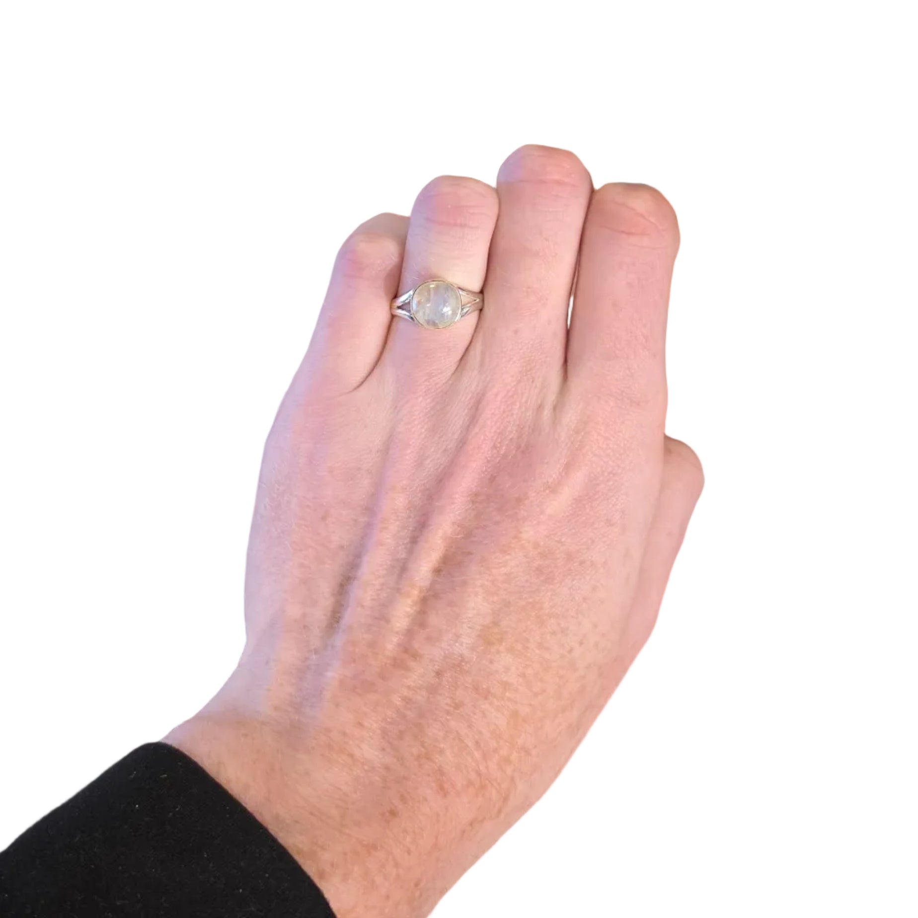 Silver Rainbow Moonstone Ring