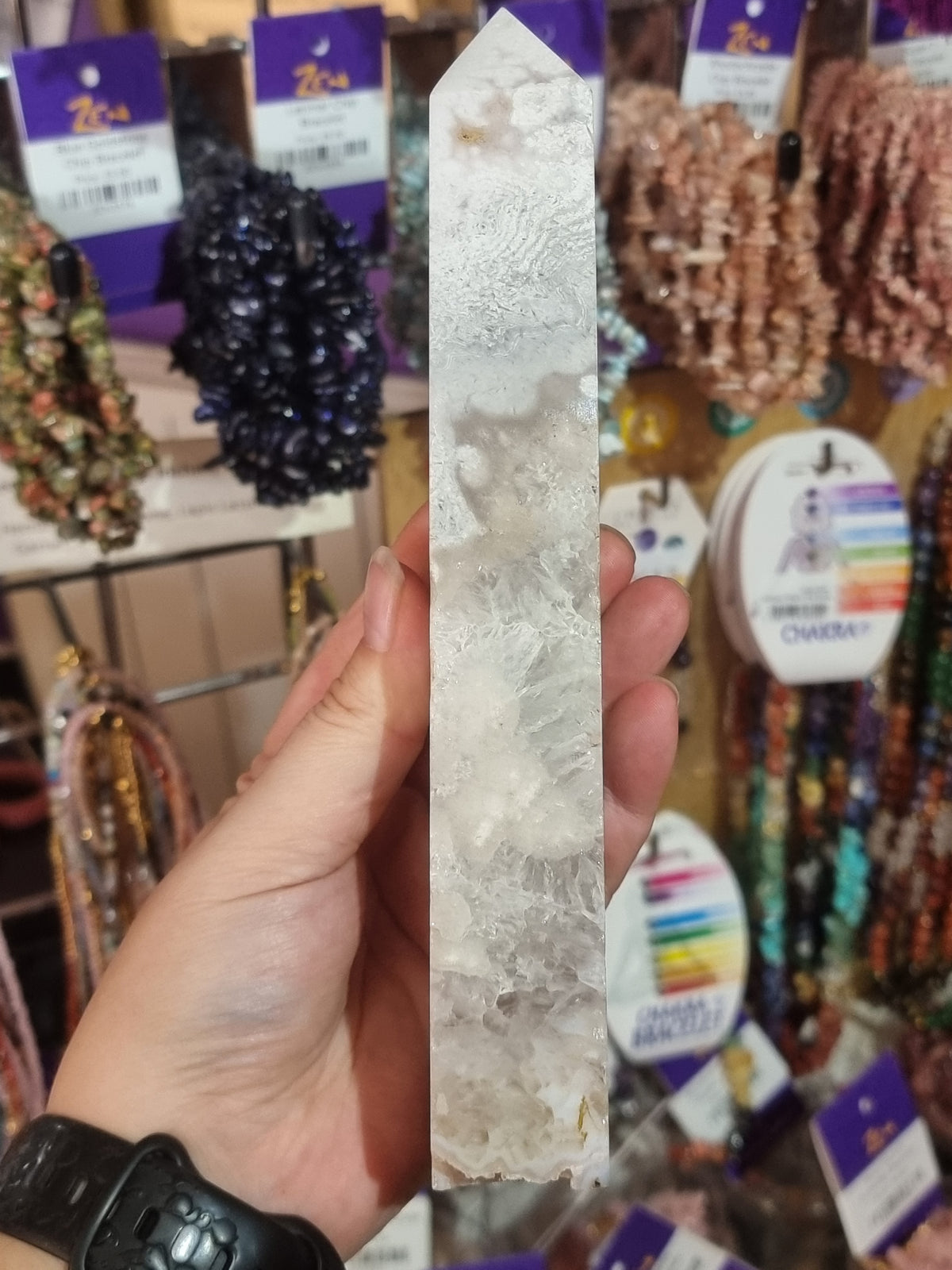 Green Flower Agate Tower (454g)