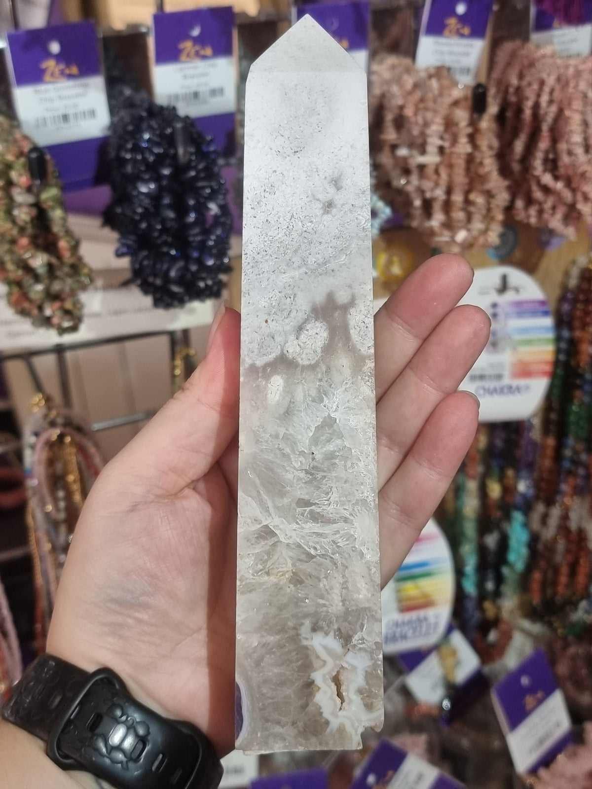 Green Flower Agate Tower (454g)