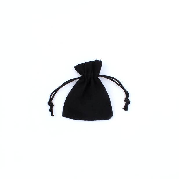 Black cotton mix drawstring bag 10x8cm.