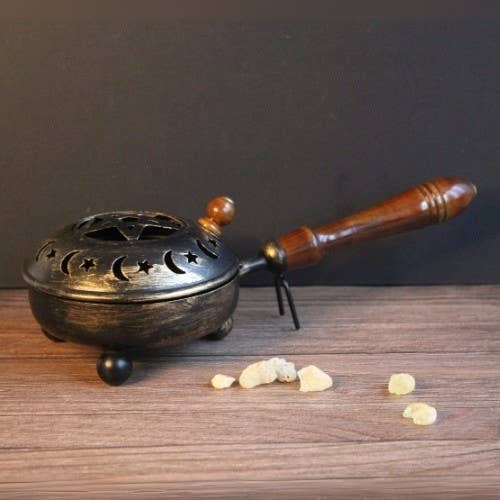 Incense Pan with Mango Wood Handle - Pentagram
