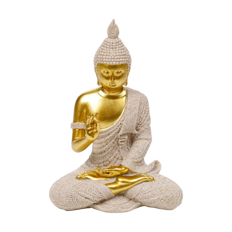 Sandstone & Gold Effect Thai Buddha Meditation