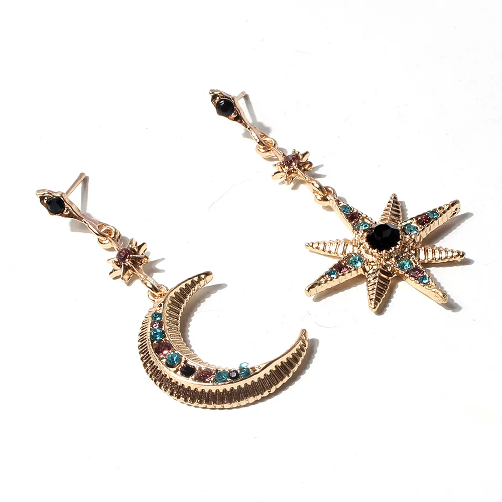 Star & Moon Drop Earrings (D2)