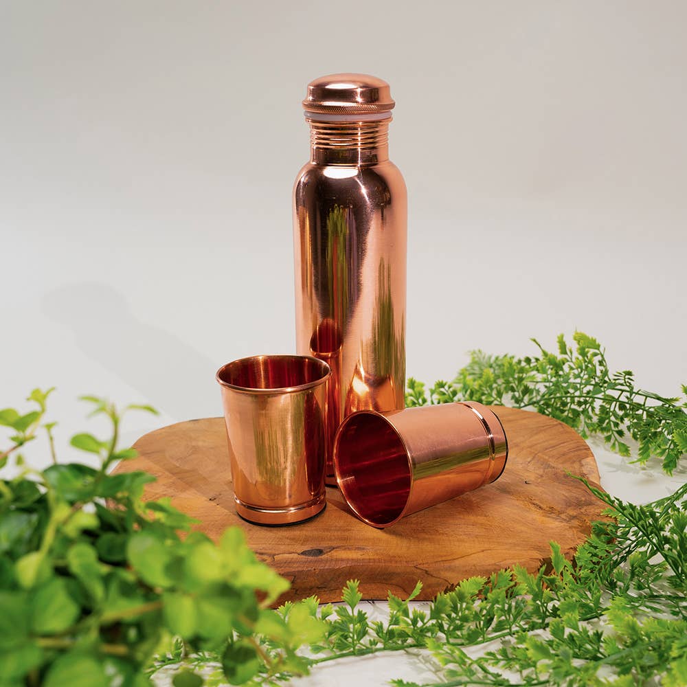 Pure Copper Set (Smooth Bottle & 2 Cups)