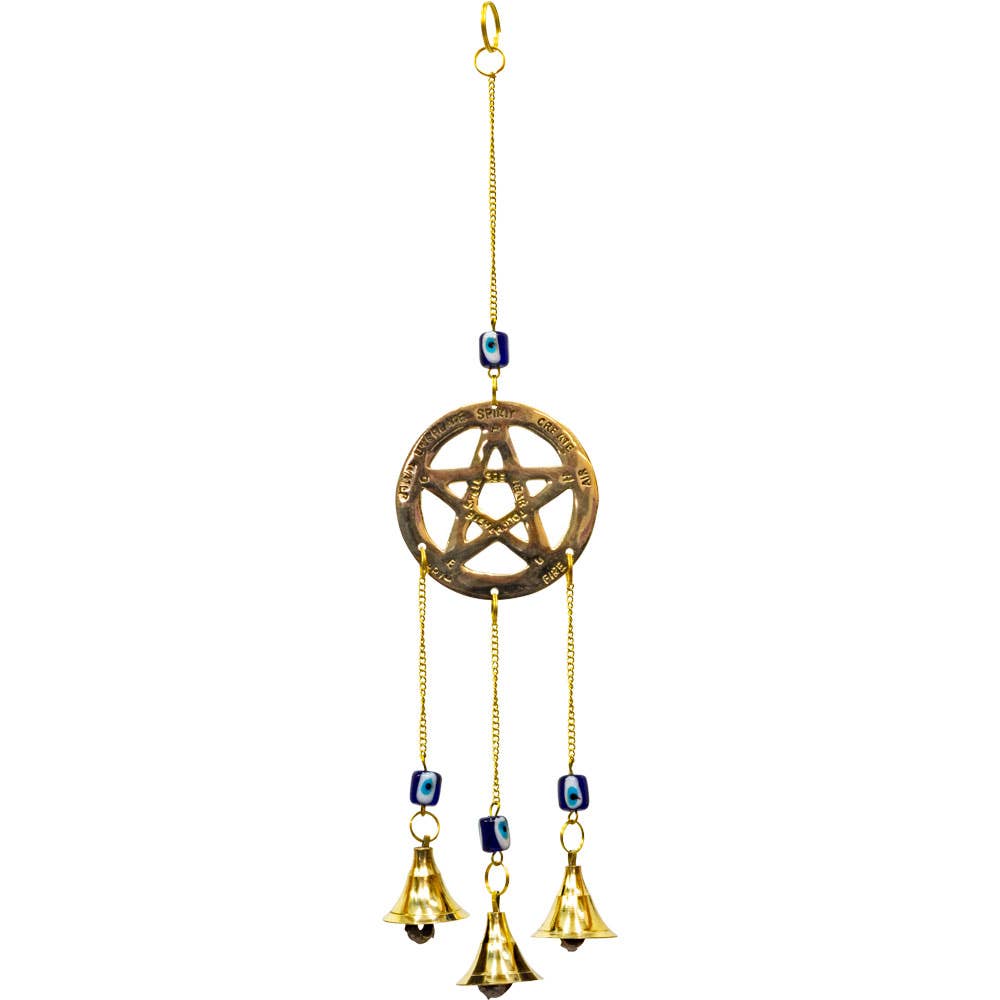 Pentacle Bell Hanging with All-seeing Eye Beads