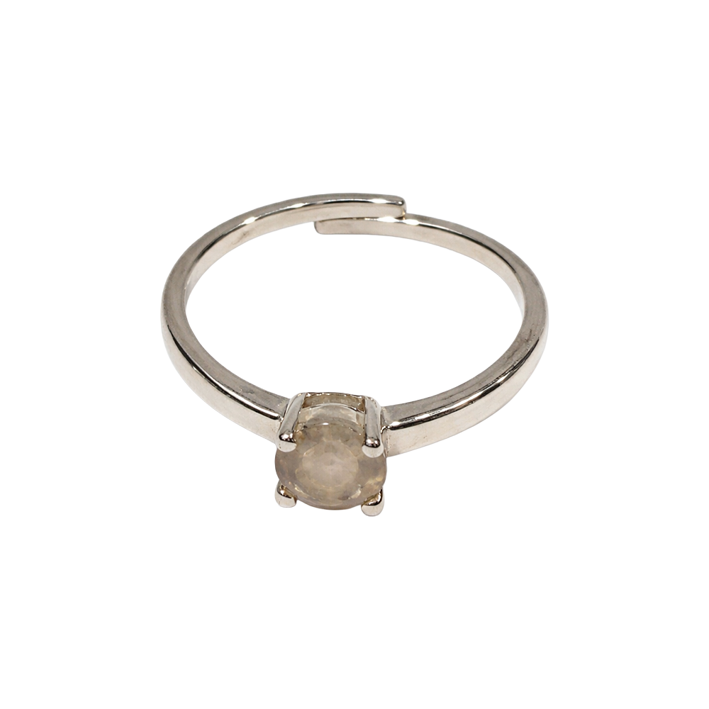 Rose Quartz Silver-Plated Adjustable Ring