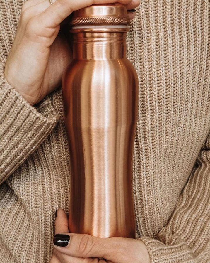 Copper Water Bottle, Matt Curve, 900ml