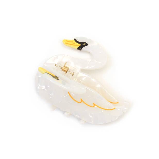 Pearlescent swan shaped clamp