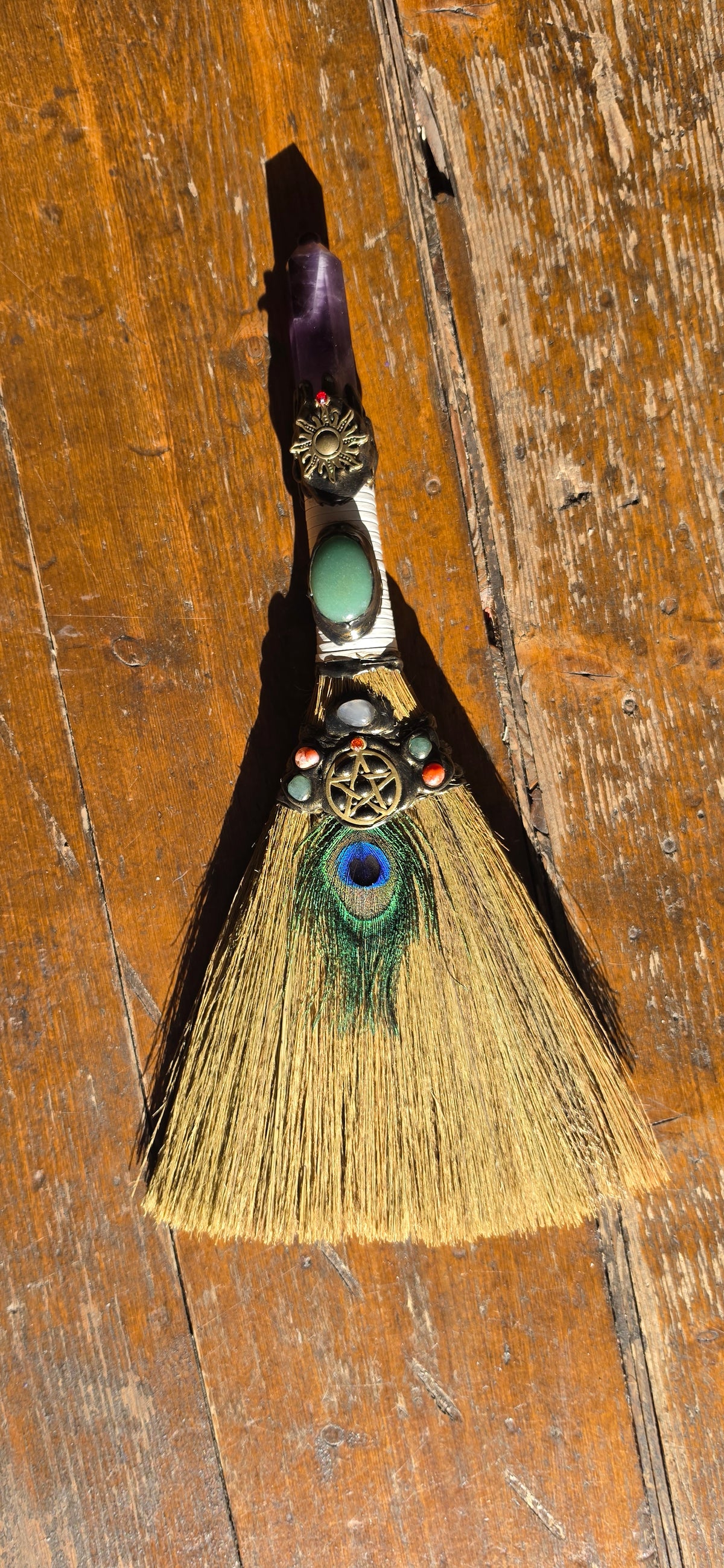 Wiccan Broom (Amethyst, Sun)