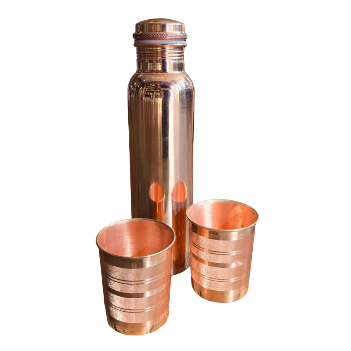 Copper Bottle & X2 Copper Cups Bundle