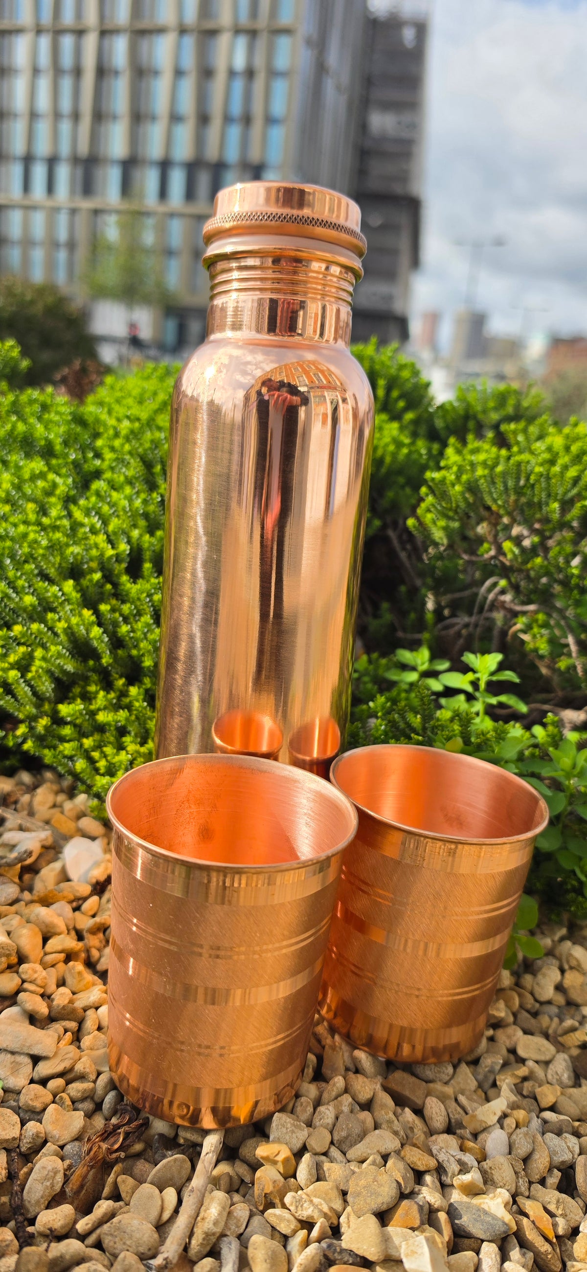Copper Bottle & X2 Copper Cups Bundle