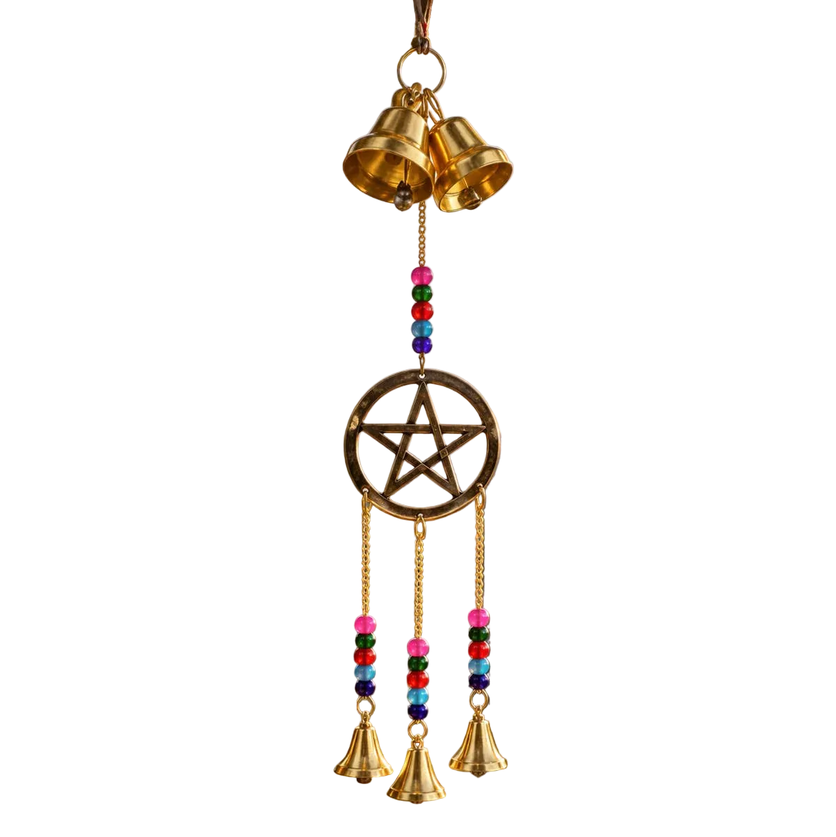 Hanging Bells Pentagram Windchime Gold (45 cm)
