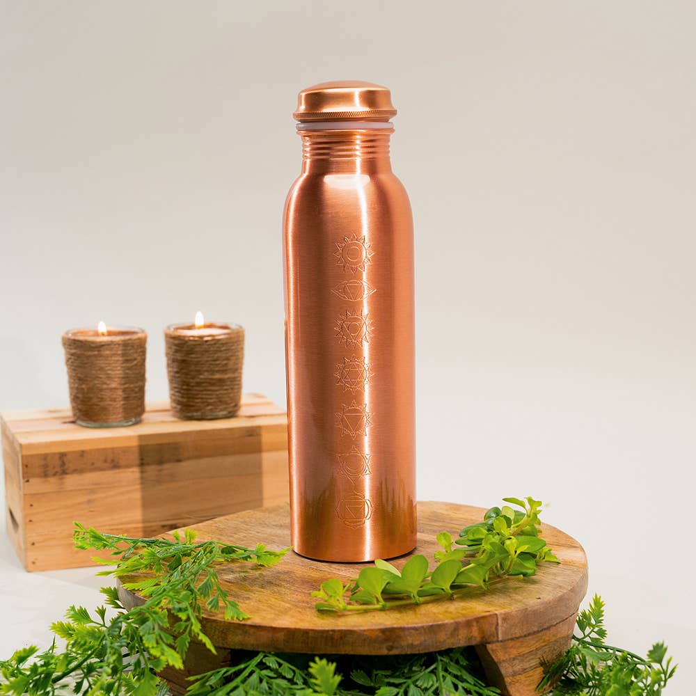 Pure Copper Water Bottle (7 Chakra, Matte, 950ml)