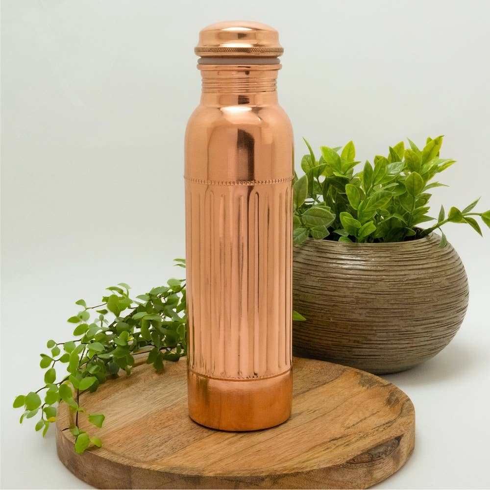 Pure Copper Water Bottle (Lines, 950ml)