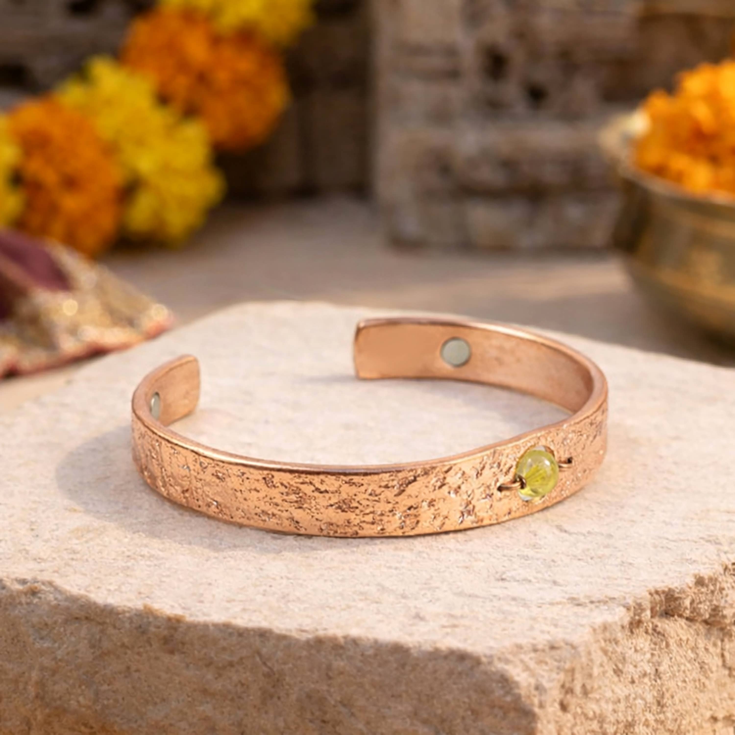 Copper Bracelet with Natural Citrine (Solid)