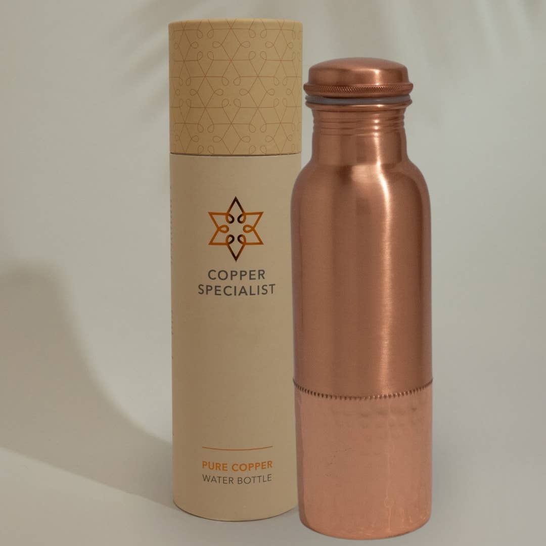 Pure Copper Water Bottle (Half Hammered)