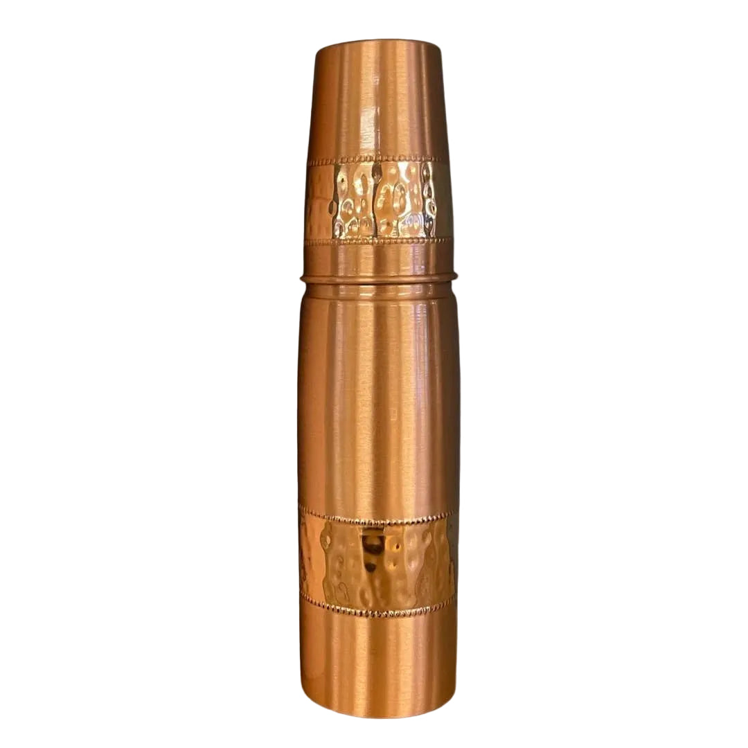 Pure Copper Water Bottle with Copper Cup Set