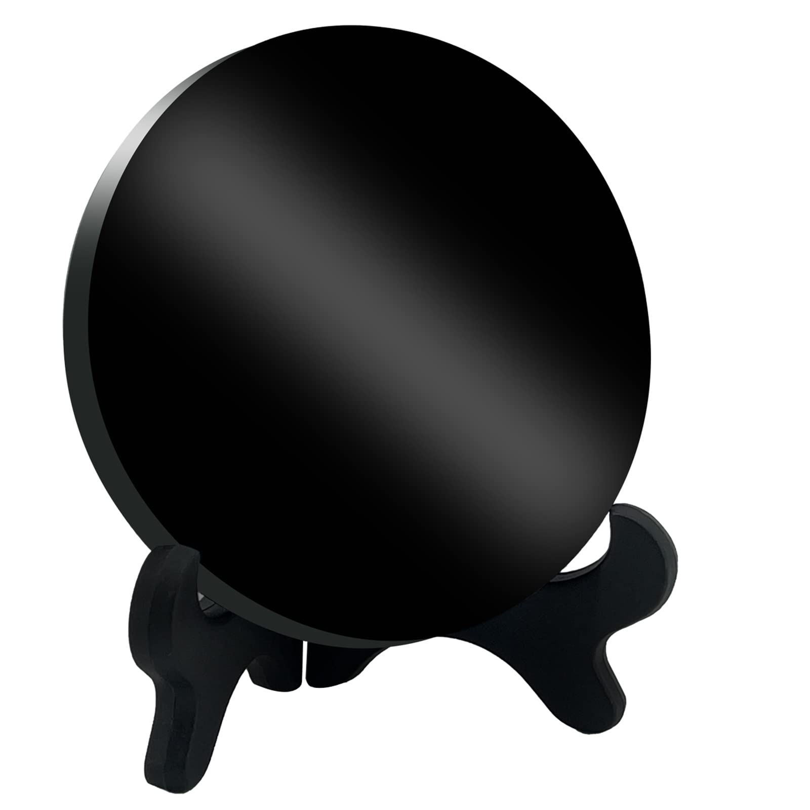 Black Obsidian Disc Plate with Stand (Small)