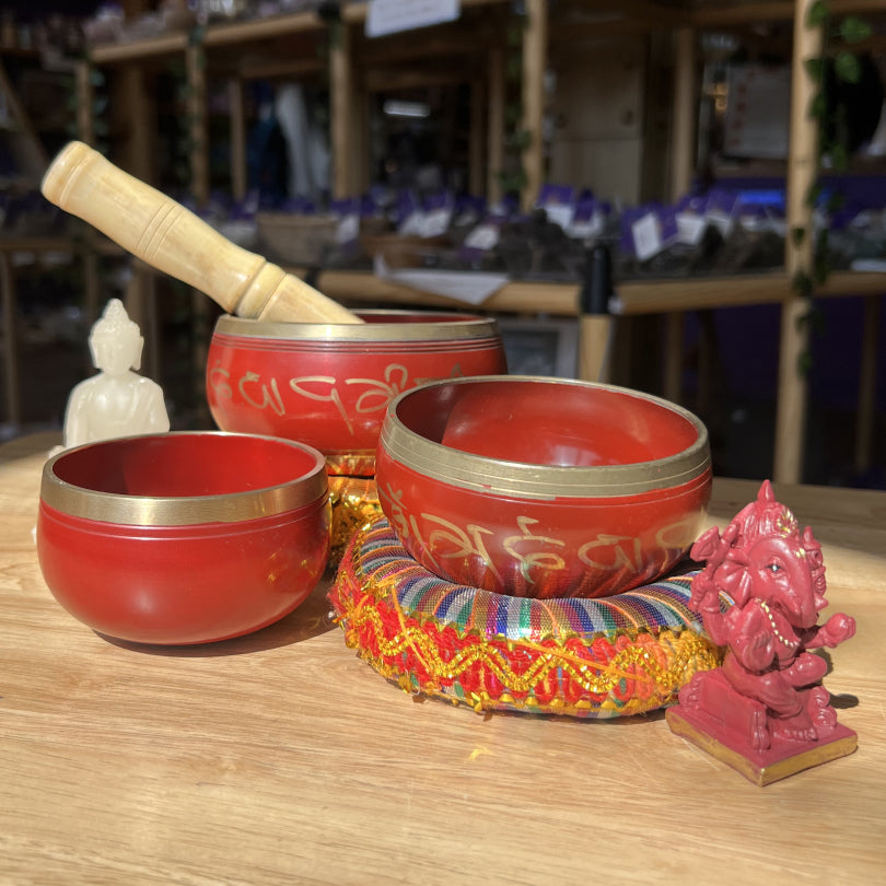Red Sanskrit Singing Bowls