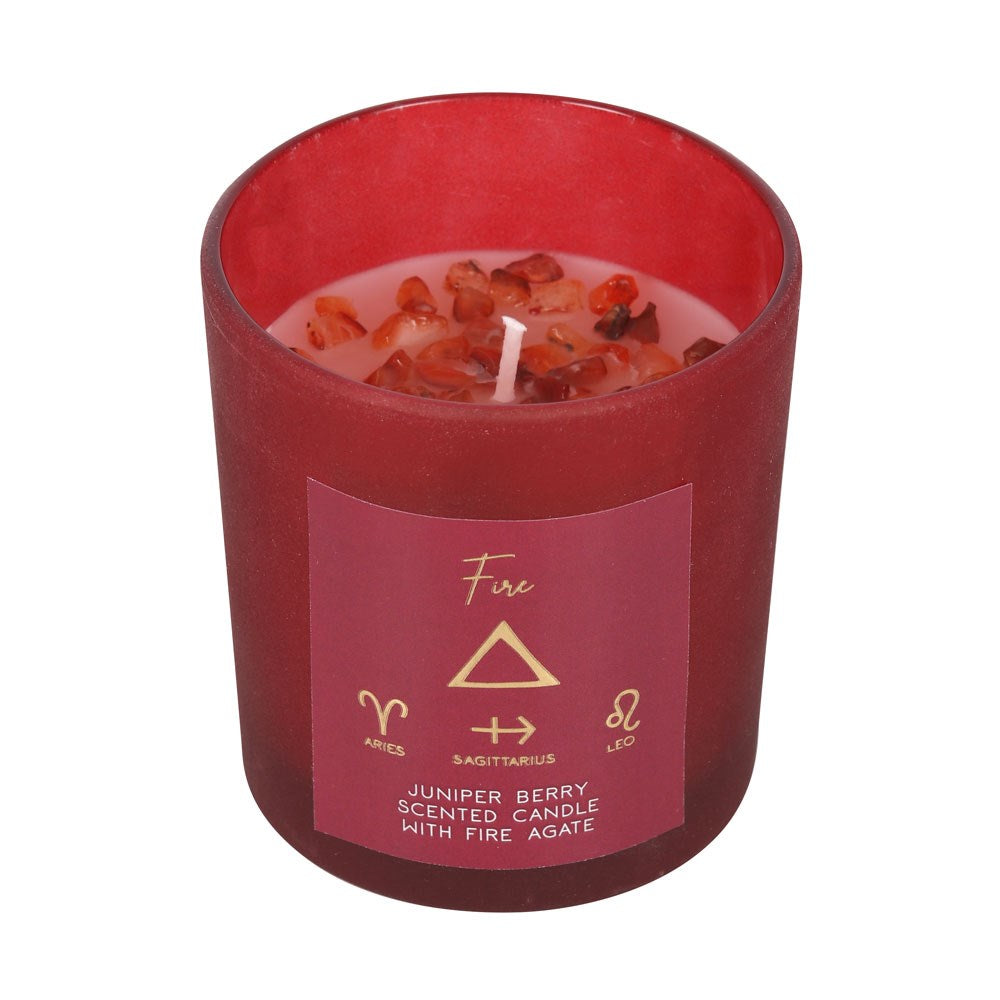 Fire Element Juniper Berry Crystal Candle