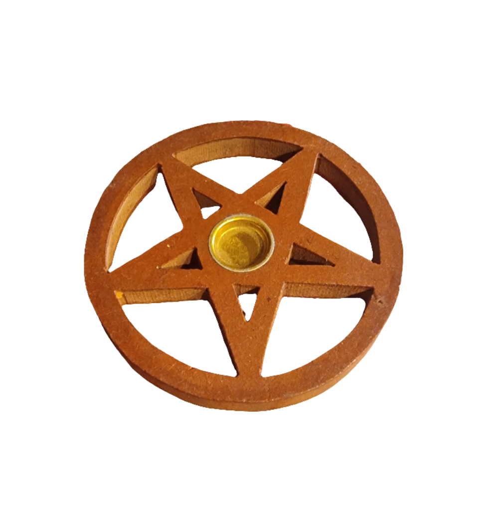 Pentagram Wooden Cone Incense Holder