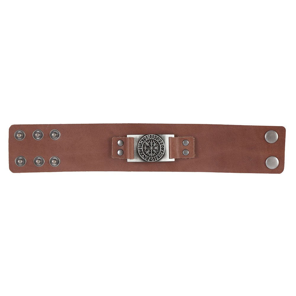 Viking Compass Leather Cuff Bracelet