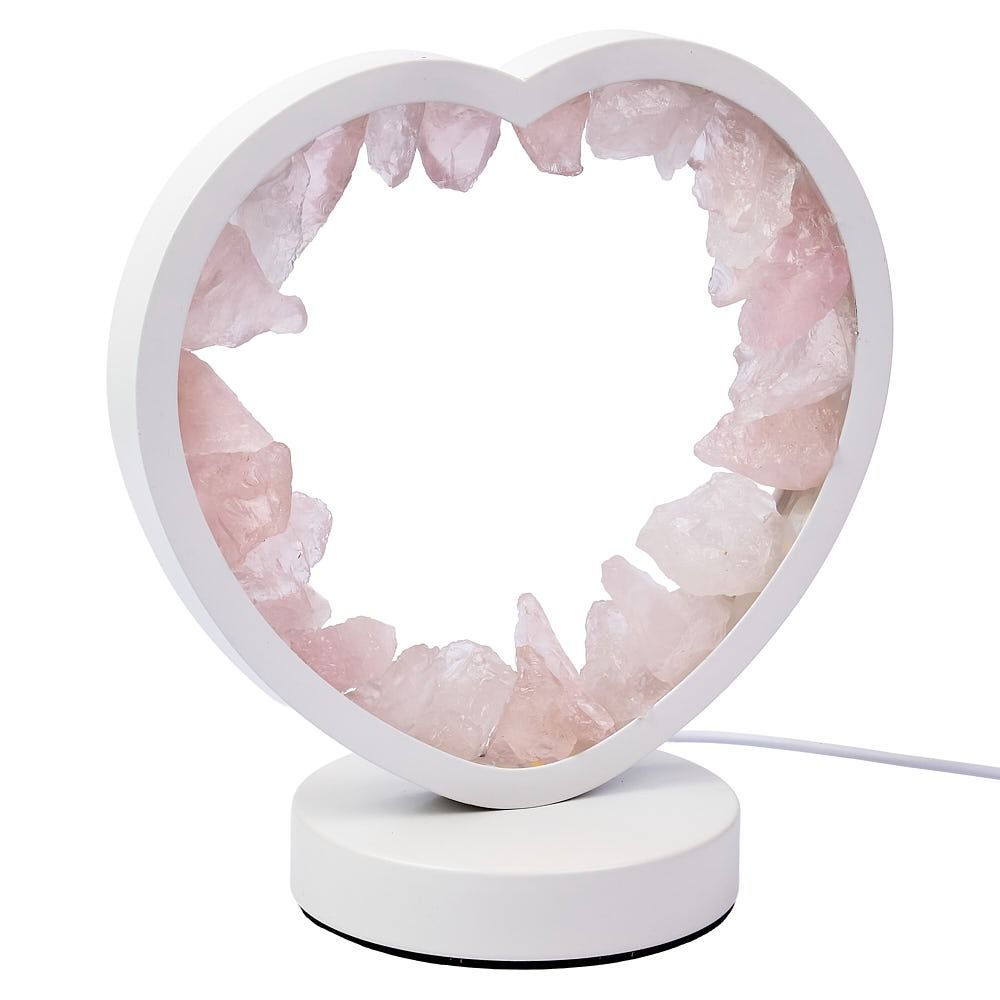 Rose Quartz Heart LED Lamp