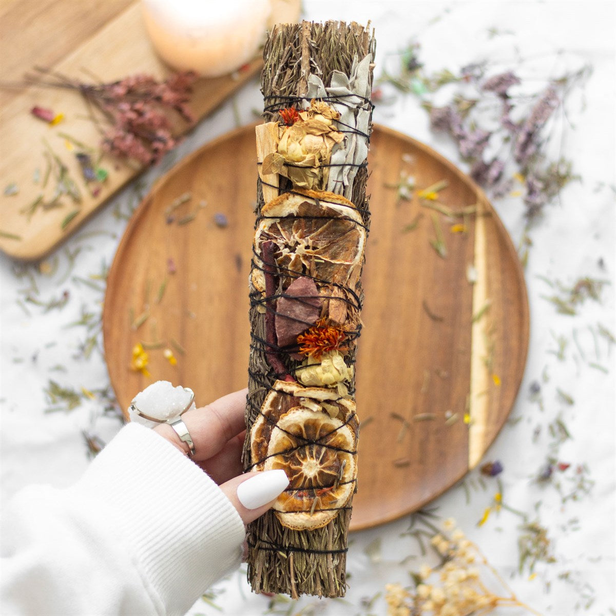 Ritual Wand Smudge Stick (Rosemary, Red Jasper & Palo)