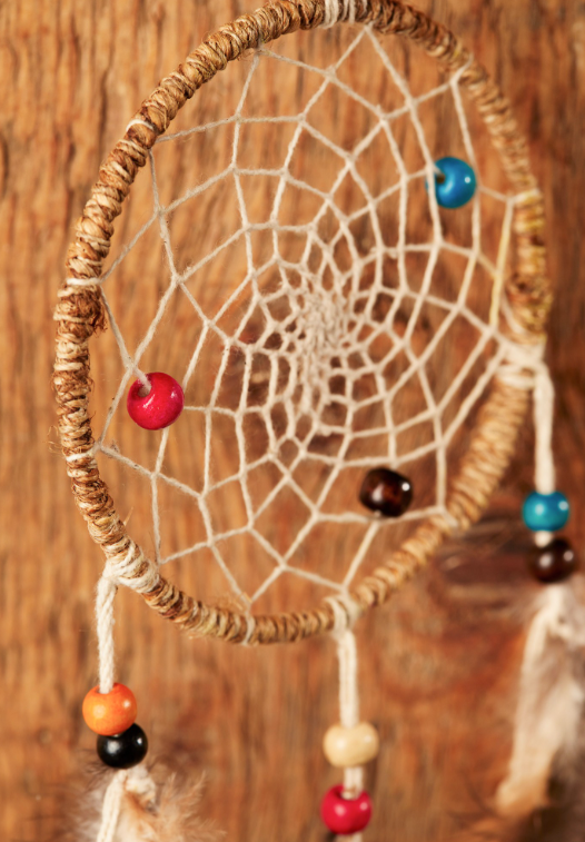 Natural Hemp Dreamcatcher With Beads 5cm