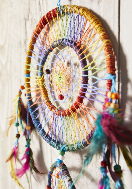 Rainbow Hemp Dreamcatcher 20cm