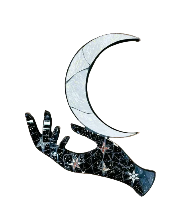 Hand & Crescent Moon Mosaic Wall Plaque