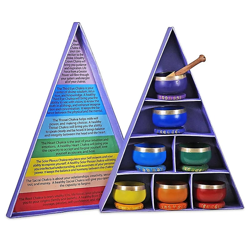 7 Chakra Singing Bowls Meditation Bowls Set (Triangle)
