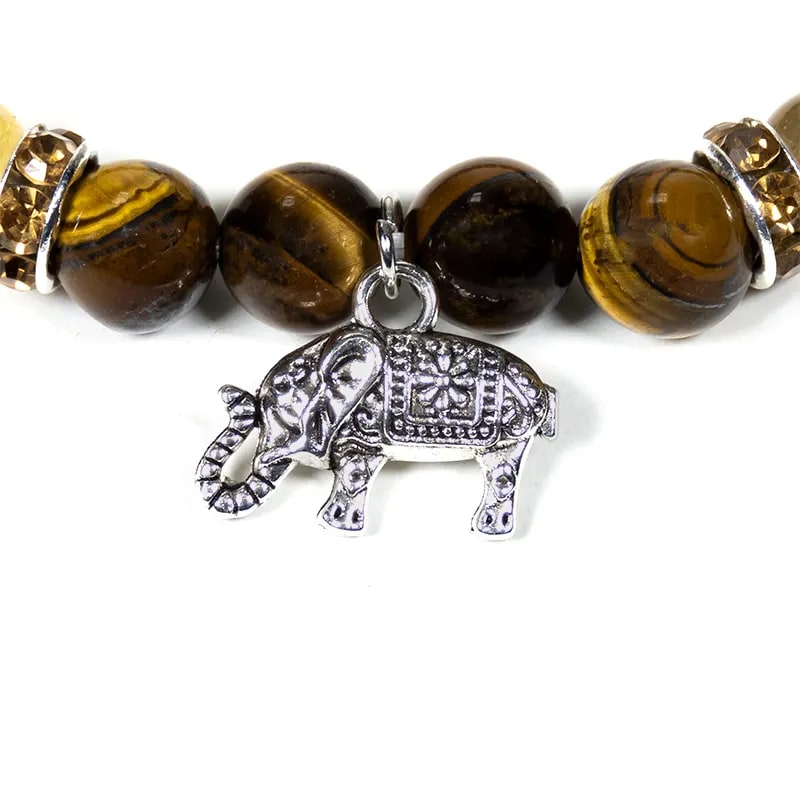 Tigers Eye & Rutilated Quartz Beaded Bracelet
