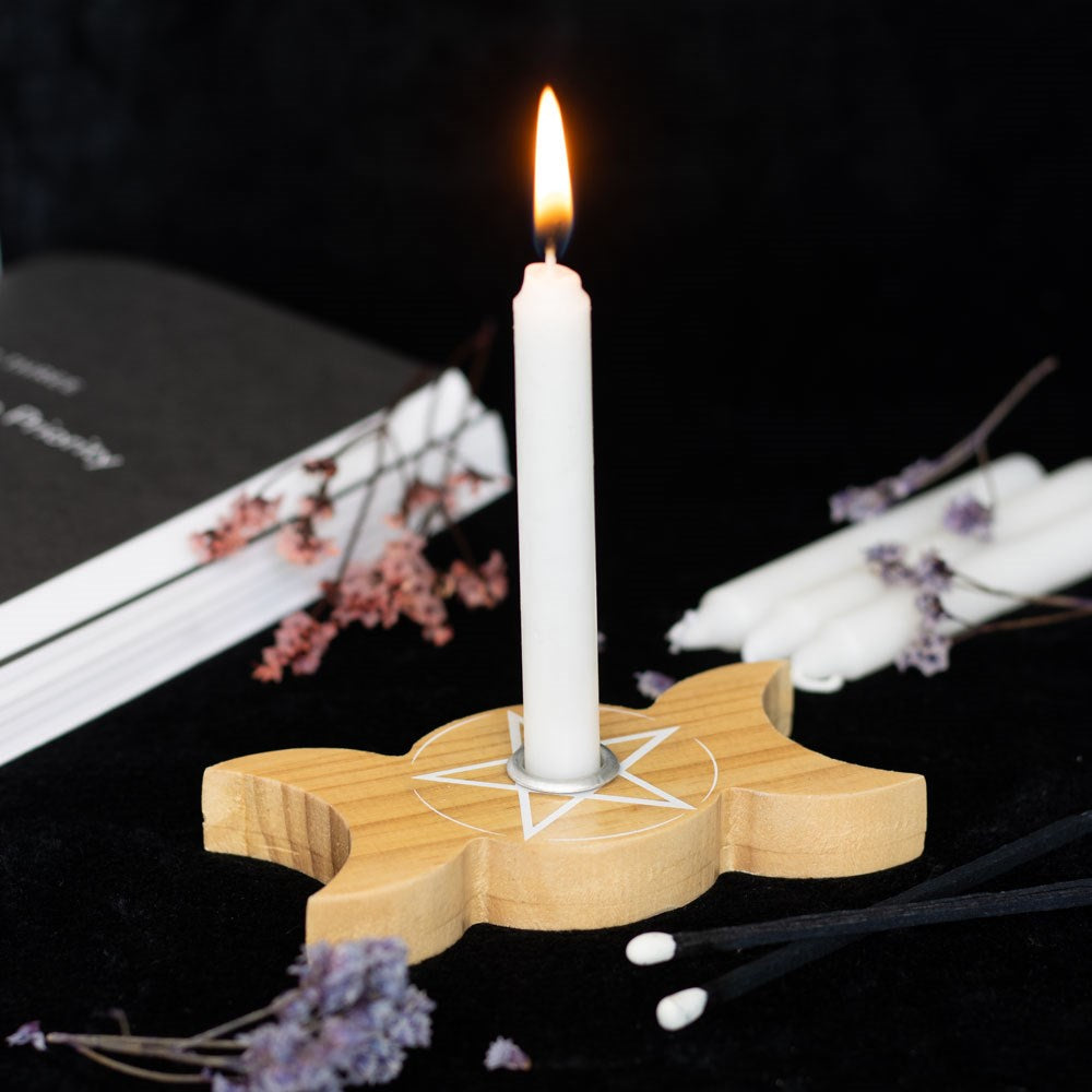 Wooden Triple Moon Candle Holder