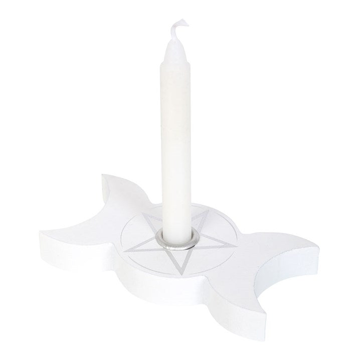 Triple Moon Candle Holder (White)