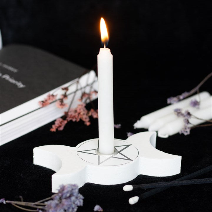 Triple Moon Candle Holder (White)