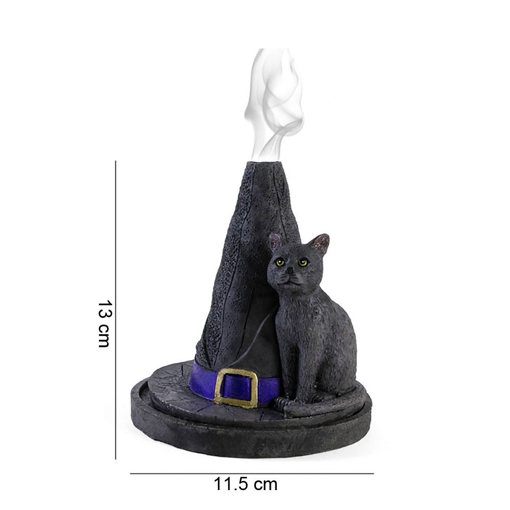 Witch Hat with Cat Incense Cone Holder