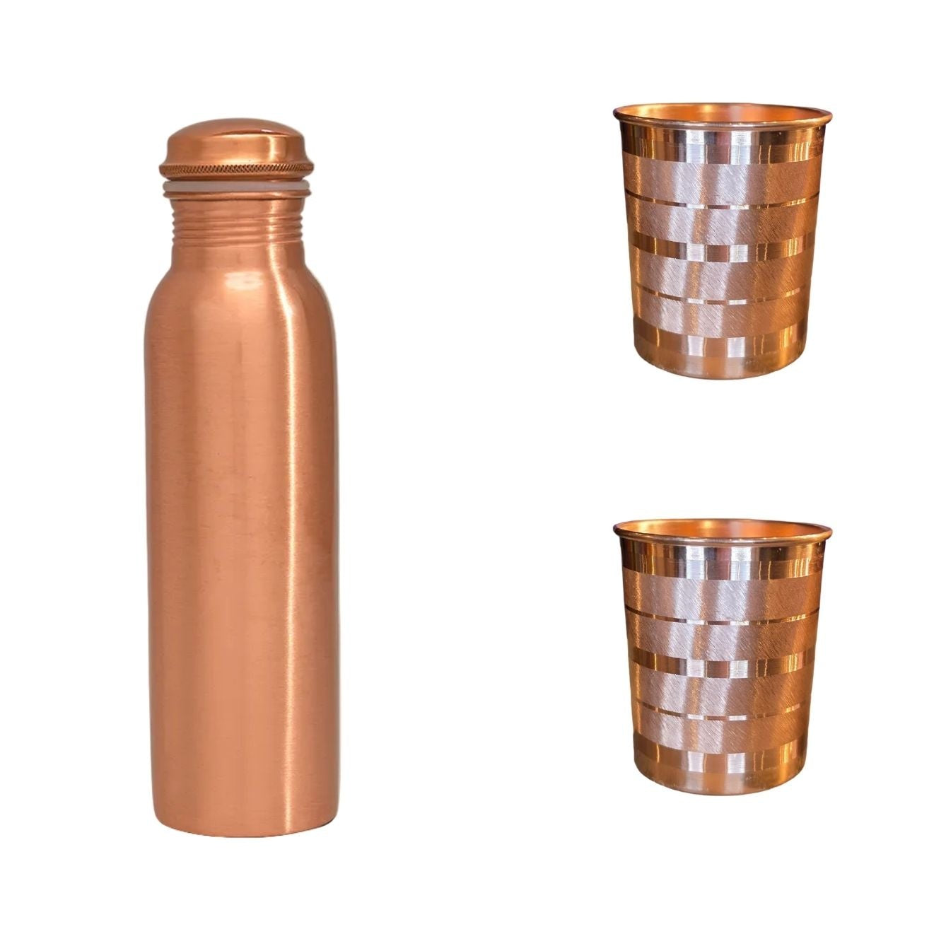 Pure Copper Set (Smooth Bottle & 2 Luxury Cups)