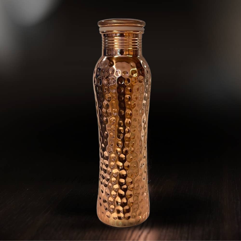 Pure Copper Water Bottle (Curve, Hammered, 950ml)