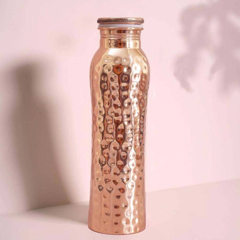 Copper water bottle, hammered, 900ml
